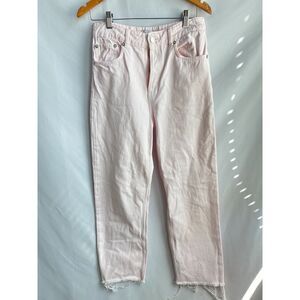 ZARA High Waisted Pink Vintage Mom Jeans Rigid Denim Button Fly Size 8 Barbie